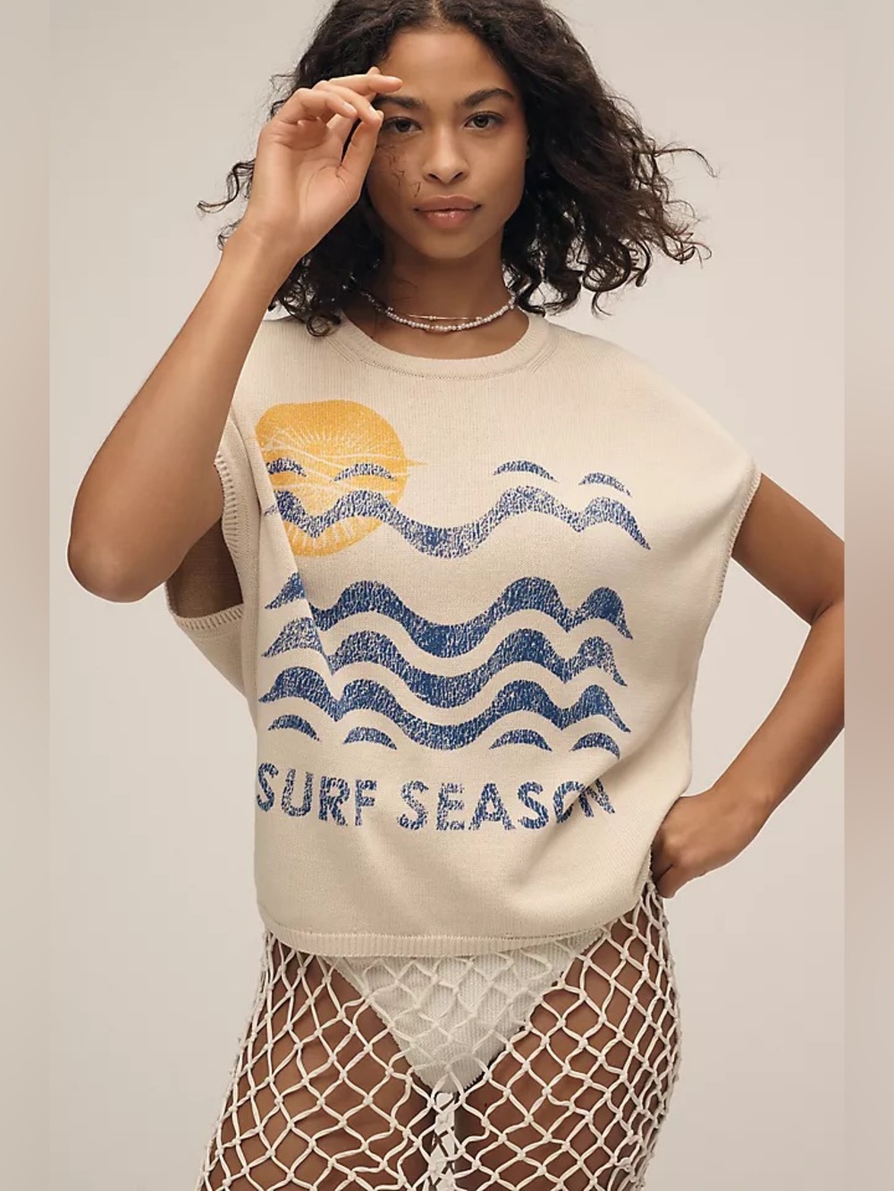 Pilcro Surf Season Short Sleeve Sweater Anthropologie Large